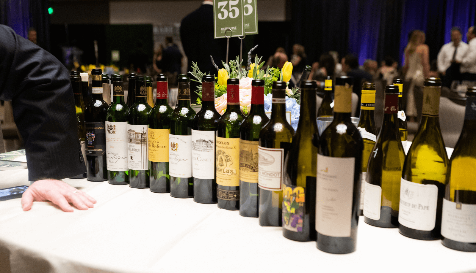 A table with wine bottles on it